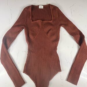 Abercrombie & Fitch Rust Ribbed Bodysuit
